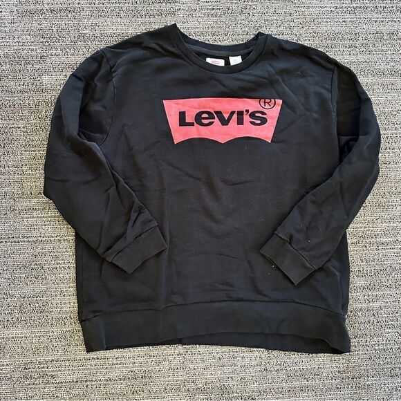Levi's Sweatshirt Women's XXL Pullover black Long Sleeve Crew Neck - Picture 6 of 10